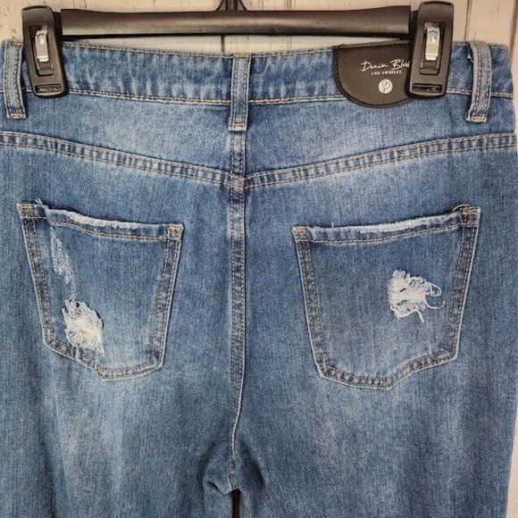 Denim Blvd Size 5 Juniors Distressed Straight‎ Womens Medium Wash Jeans - Picture 5 of 6
